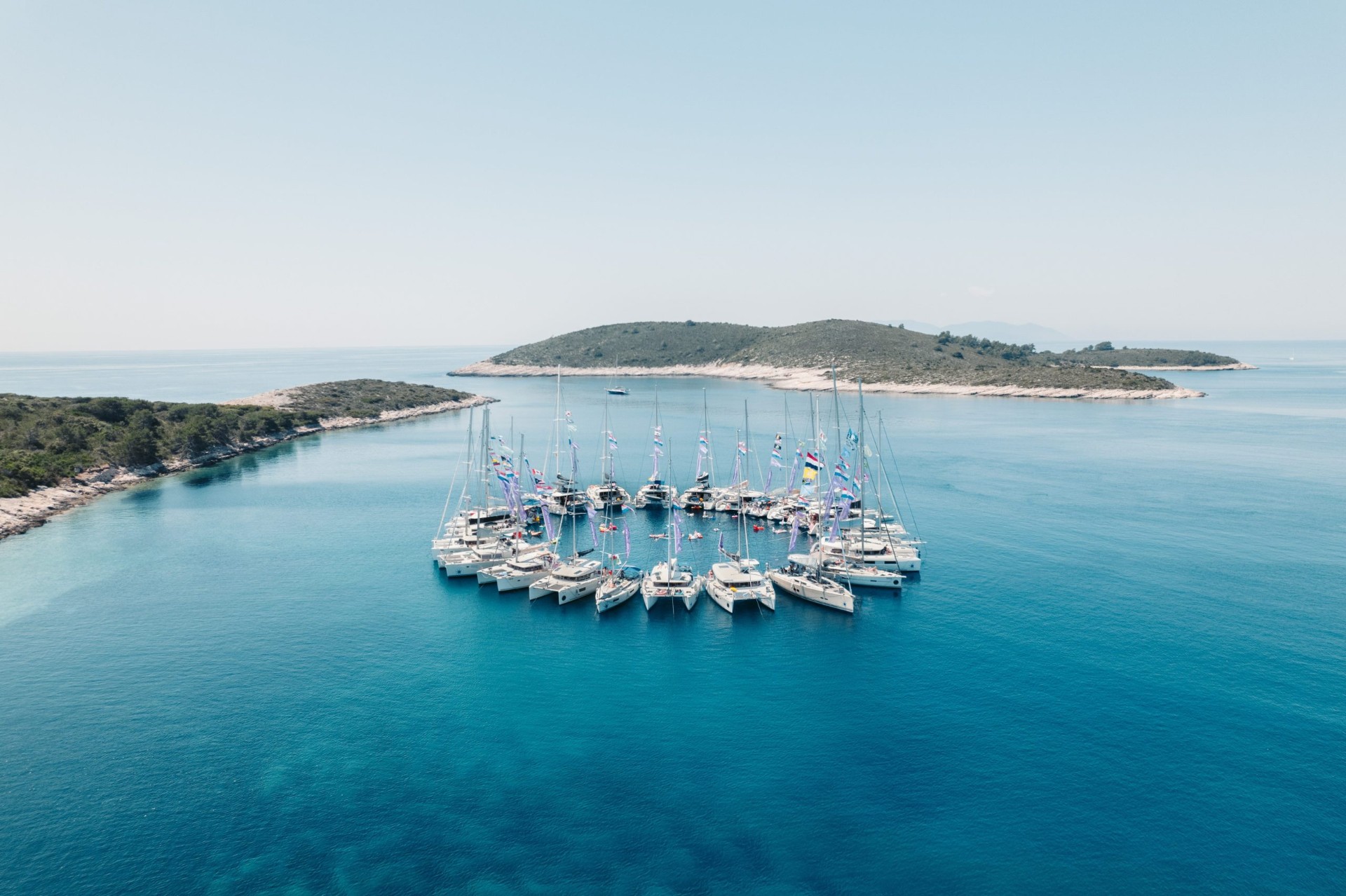 Flotilla rafted up in a Croatian bay